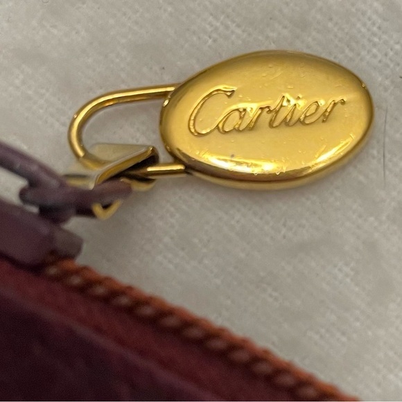 Cartier Burgundy Leather Pouch with Gold Logo - Picture 8 of 10